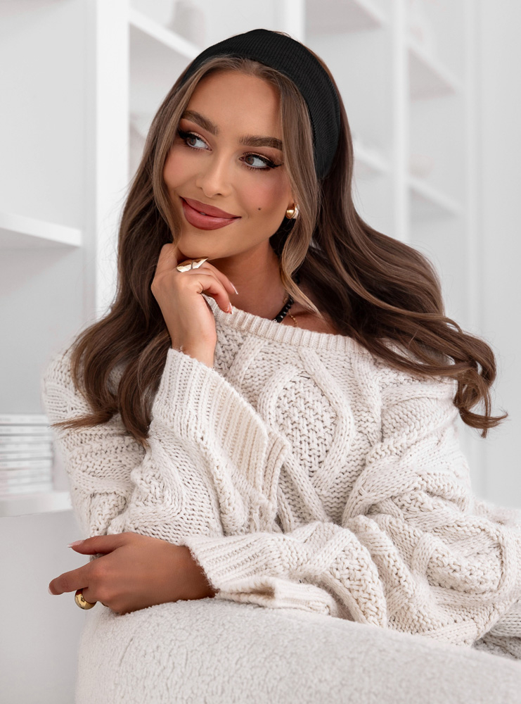 Czarna prążkowana opaska Laurainee - Kolor : Czarny- Rozmiar : One Size